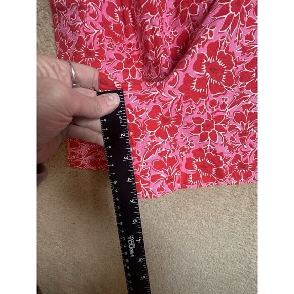 J.Crew Women's Linen Blend Elastic Back Shorts Azalea Red Sz 10 Floral Beach - Picture 11 of 14